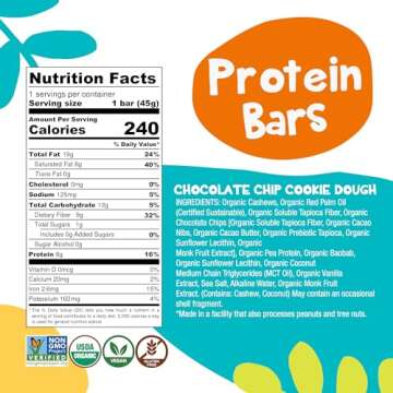 Bhu Foods Keto Bars, Organic Low Carb, Only 1g Sugar, Gluten Free & Vegan, Sweetened with Monk Fruit...