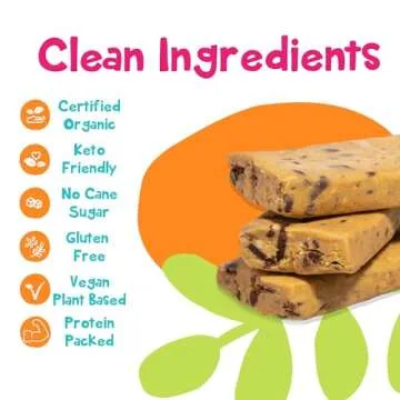 Bhu Foods Keto Bars, Organic Low Carb, Only 1g Sugar, Gluten Free & Vegan, Sweetened with Monk Fruit, Healthy Protein Snacks for Adults, Chocolate Chip Cookie Dough (Pack of 8)