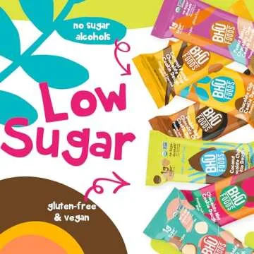 Bhu Foods Keto Bars, Organic Low Carb, Only 1g Sugar, Gluten Free & Vegan, Sweetened with Monk Fruit, Healthy Protein Snacks for Adults, Chocolate Chip Cookie Dough (Pack of 8)