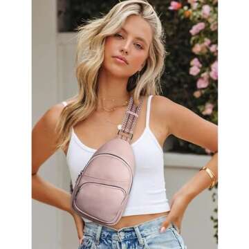 CLUCI Small Sling Bag for Women, Vegan Leather Fanny Pack Crossbody Bags for Women, Chest Bag With G...