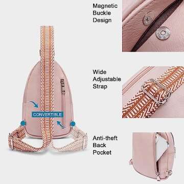 CLUCI Small Sling Bag for Women, Vegan Leather Fanny Pack Crossbody Bags for Women, Chest Bag With Guitar Strap