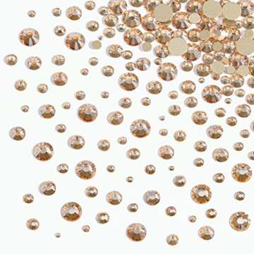 Beadsland Rhinestones for Makeup,8 Sizes 2500pcs Gold Flatback Rhinestones Eye Gems for Nails Crafts with Tweezers and Wax Pencil,Golden Shadow,SS4-SS30