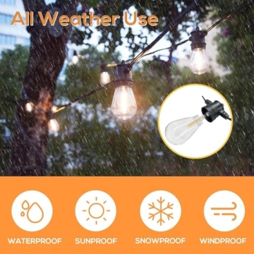 SUNTHIN Outdoor String Lights - 48FT Shatterproof Bulbs