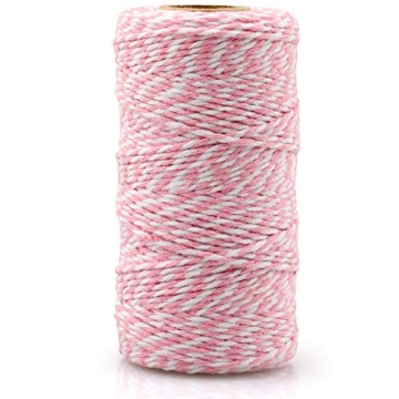jijAcraft Pink and White Twine String, 328 Feet Heavy Duty Twine for DIY Crafts, Gift Wrapping, and ...