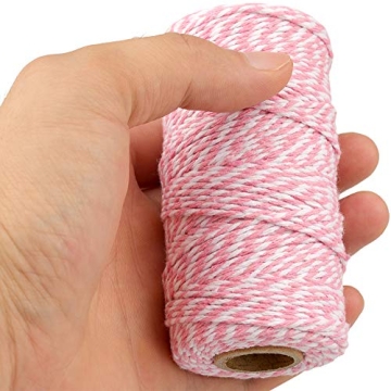 jijAcraft Pink and White Twine String for Crafts and Gifts