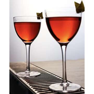 Nick and Nora Coupe Cocktail Glasses - Handblown Set of 2, Small Plain Vintage Coupe Glass to Serve a Manhattan, Martini, Aperitif, Algonquin, or Port Wine, 5-ounce (Plain, 2)