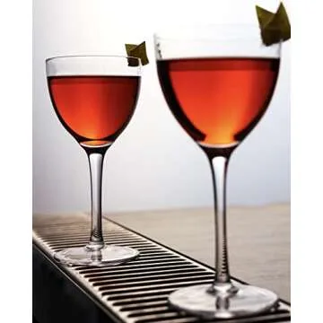 Nick and Nora Coupe Cocktail Glasses - Handblown Set of 2, Small Plain Vintage Coupe Glass to Serve a Manhattan, Martini, Aperitif, Algonquin, or Port Wine, 5-ounce (Plain, 2)