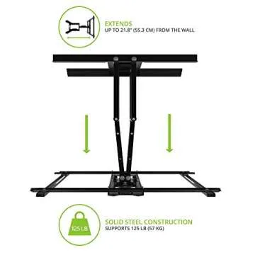 Kanto PDX650G Outdoor Full Motion Articulating TV Wall Mount for 37-inch to 75-inch TVs Up to 125 lb | Galvanized Steel Arms | Integrated Cable Management | Low Profile | 22 in Extension | Black