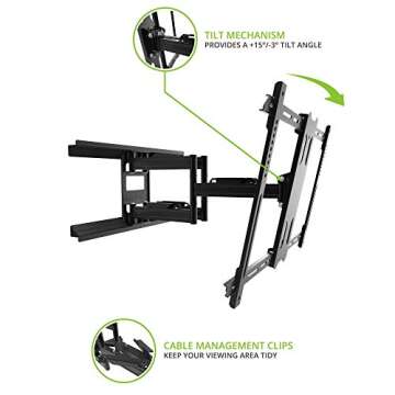 Kanto PDX650G Outdoor Full Motion Articulating TV Wall Mount for 37-inch to 75-inch TVs Up to 125 lb | Galvanized Steel Arms | Integrated Cable Management | Low Profile | 22 in Extension | Black