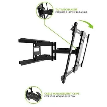 Kanto PDX650G Outdoor Full Motion Articulating TV Wall Mount for 37-inch to 75-inch TVs Up to 125 lb | Galvanized Steel Arms | Integrated Cable Management | Low Profile | 22 in Extension | Black