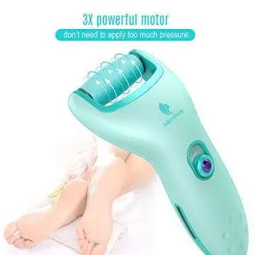 MiroPure Electric Callus Remover, Professional Wet and Dry 100% Waterproof and 3X Powerful Pedicure Foot File for Dead Hard Cracked Skin, Coarse and Fine 2 Roller Heads and Cleaning Brush