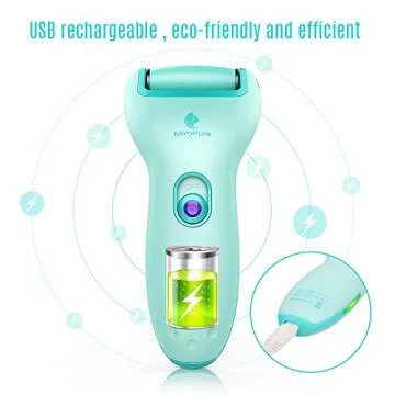 MiroPure Electric Callus Remover, Professional Wet and Dry 100% Waterproof and 3X Powerful Pedicure Foot File for Dead Hard Cracked Skin, Coarse and Fine 2 Roller Heads and Cleaning Brush
