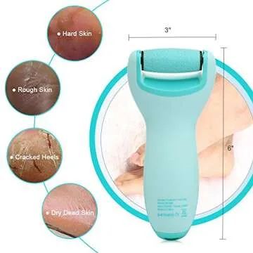 MiroPure Electric Callus Remover, Professional Wet and Dry 100% Waterproof and 3X Powerful Pedicure Foot File for Dead Hard Cracked Skin, Coarse and Fine 2 Roller Heads and Cleaning Brush