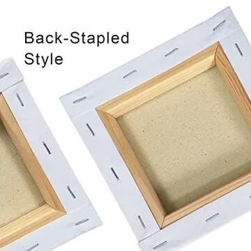 PHOENIX Small Stretched Canvas for Painting 5x5 Inch/8 Value Pack, 8 Oz Triple Primed 5/8 Inch Profile 100% Cotton White Blank Canvas, Square Framed Canvas for Oil Acrylic & Pouring Art