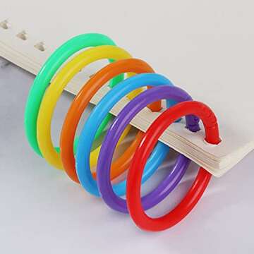 Loose Leaf Binder Rings, 22mm 0.85 Inch Plastic Office Book Ring 7 Color Mixed DIY Keychain Ring Cli...