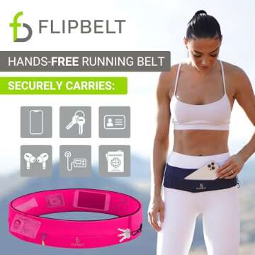 FlipBelt Zipper Running Belt, Waist Pack for Fitness and Running Fanny Pack for Women Men Phone Keys Money US Company - [Hot Pink] - [Medium]