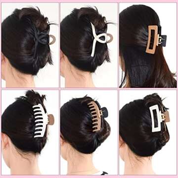 DSJIFGEW Hair Clips (6-Pack), Claw Clips For Women Hair Styling, 3 Style Medium Large Jaw Clip Acces...
