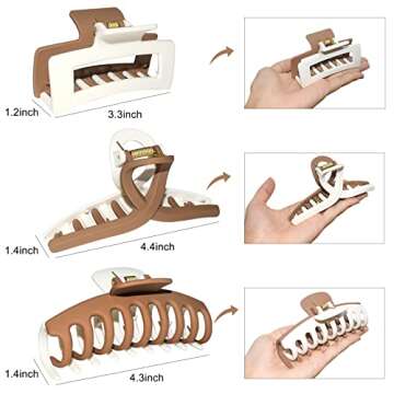 DSJIFGEW Hair Clips (6-Pack), Claw Clips For Women Hair Styling, 3 Style Medium Large Jaw Clip Accessories Ideal for Thin and Thick Hair, Trendy Gifts Hair Clamps