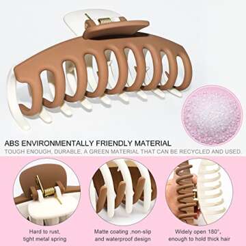 DSJIFGEW Hair Clips (6-Pack), Claw Clips For Women Hair Styling, 3 Style Medium Large Jaw Clip Accessories Ideal for Thin and Thick Hair, Trendy Gifts Hair Clamps