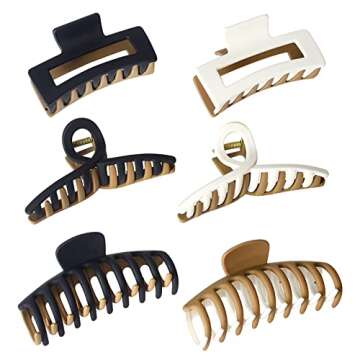 DSJIFGEW Hair Clips (6-Pack), Claw Clips For Women Hair Styling, 3 Style Medium Large Jaw Clip Accessories Ideal for Thin and Thick Hair, Trendy Gifts Hair Clamps