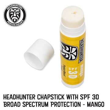 Headhunter Mango Sport Chapstick Sunscreen SPF 30, Natural Mineral Lip Balm For Sun Protection, Waterproof Lip Sunscreen For Ultra Sport Protection and Solar Defense, Reef Safe Sunblock Chap Stick (3 Pack)