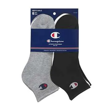 Champion Men's Double Dry Moisture Wicking Ankle Socks 6, 8, 12 Packs Availabe, White/Grey/Black-6 Pack, 6-12