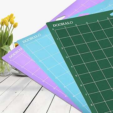 DOOHALO Cutting Mat for Cricut and Cricut Explore Air2/One Smart Cutting Maker Machine Expression 12 X 12 inch 3 Pack Replacement Variety Adhesive Vinyl Mats Lightgrip Standardgrip Stronggrip