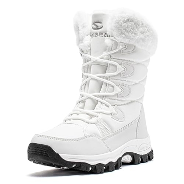 HOBIBEAR Women's Waterproof Winter Snow Boots Lightweight Warm Faux Fur Lined Mid-Calf Booties（Whi...