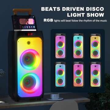 HWWR Karaoke Machine with Disco Light & Wireless Mics