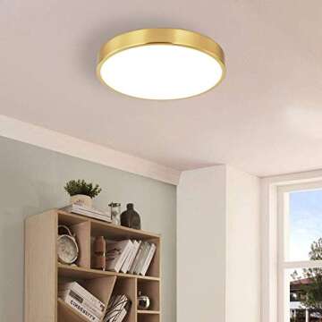 SOTTAE 2 Pack 12 Inch Brushed Gold Metal Flush Mount LED Ceiling Light,3000K-5000K 20W Thin Round Ceiling Lamp,Modern Low Profile Ceiling Light Fixtures for Bedroom Living Room Kitchen Bathroom