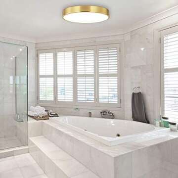 SOTTAE 2 Pack 12 Inch Brushed Gold Metal Flush Mount LED Ceiling Light,3000K-5000K 20W Thin Round Ceiling Lamp,Modern Low Profile Ceiling Light Fixtures for Bedroom Living Room Kitchen Bathroom