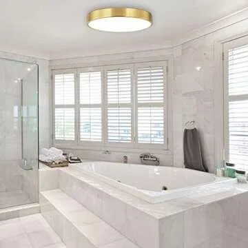 SOTTAE 2 Pack 12 Inch Brushed Gold Metal Flush Mount LED Ceiling Light,3000K-5000K 20W Thin Round Ceiling Lamp,Modern Low Profile Ceiling Light Fixtures for Bedroom Living Room Kitchen Bathroom