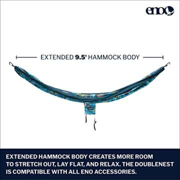 ENO DoubleNest Hammock - Lightweight & Portable Camping Hammock - 1 to 2 Person Backpacking Hammock - for Camping, Hiking, Backpacking, Travel, a Festival, or The Beach - Surf Break/Marine