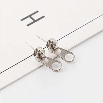Mountainer 3 Pairs Personality Cool Zipper Metal Stud Earrings for Men Women Vintage Punk Style Earring Women Unique Funny Party Jewelry