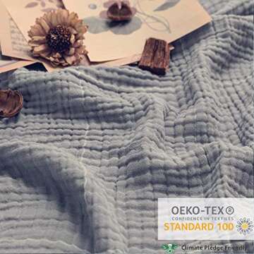 Beoty Lake Muslin Cotton Throw Blanket for Adults Kids and Toddlers, Breathable 4 Layers 100% Cotton Blanket for All Season/Cozy Soft Throw Blanket 80''×60'' Large Size for Bed, Couch -(Grey)