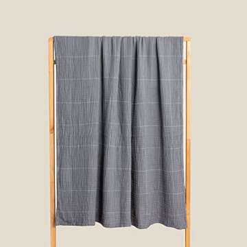 Beoty Lake Muslin Cotton Throw Blanket for Adults Kids and Toddlers, Breathable 4 Layers 100% Cotton Blanket for All Season/Cozy Soft Throw Blanket 80''×60'' Large Size for Bed, Couch -(Grey)