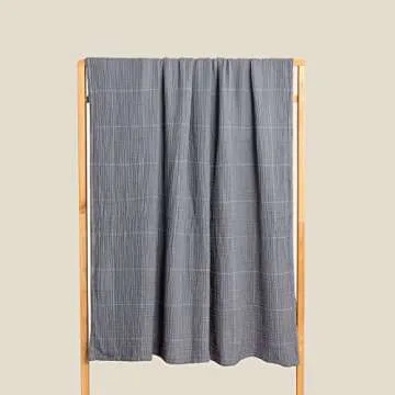 Beoty Lake Muslin Cotton Throw Blanket for Adults Kids and Toddlers, Breathable 4 Layers 100% Cotton Blanket for All Season/Cozy Soft Throw Blanket 80''×60'' Large Size for Bed, Couch -(Grey)