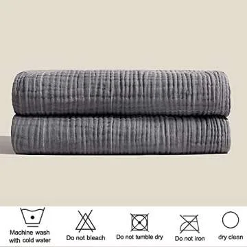 Beoty Lake Muslin Cotton Throw Blanket for Adults Kids and Toddlers, Breathable 4 Layers 100% Cotton Blanket for All Season/Cozy Soft Throw Blanket 80''×60'' Large Size for Bed, Couch -(Grey)
