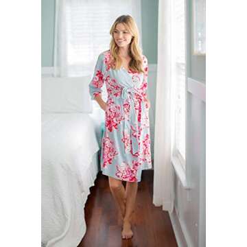 Baby Be Mine Maternity Labor Delivery Nursing Robe Hospital Bag Must Have (L/XL pre Pregnancy 12-18,...
