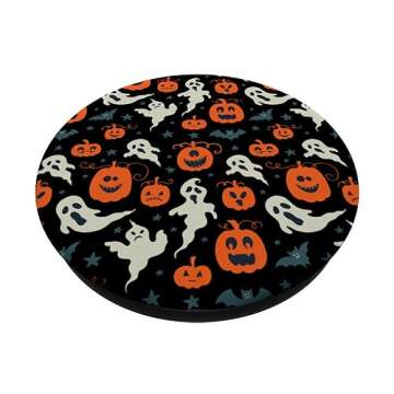 Spooky Colorful Pumpkins Ghosts Bats Stars Halloween Pattern PopSockets PopGrip: Swappable Grip for ...
