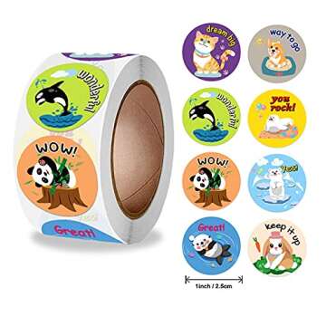 Aisatisforu Cute Animal Reward Stickers for Teachers, Motivational Incentive Stickers for Kids, 500 ...
