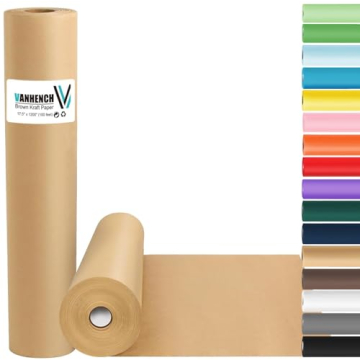 Vanhench Brown Wrapping Paper, Craft Kraft Paper 17.5"x 1200"(100') for Gift Wrapping Bulletin Board...