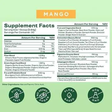 Bloom Nutrition Superfood Greens Powder, Digestive Enzymes with Probiotics and Prebiotics, Gut Health, Bloating Relief, Mango + Milk Frother High Powered Hand Mixer
