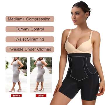 SHAPERX Shapewear Tummy Control Shorts for Women Seamless High Waisted Compression Body Shaper Butt Lifting Underwear,SZ6225-Black-S