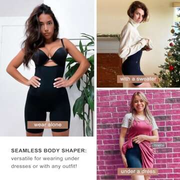 SHAPERX Shapewear Tummy Control Shorts for Women Seamless High Waisted Compression Body Shaper Butt Lifting Underwear,SZ6225-Black-S