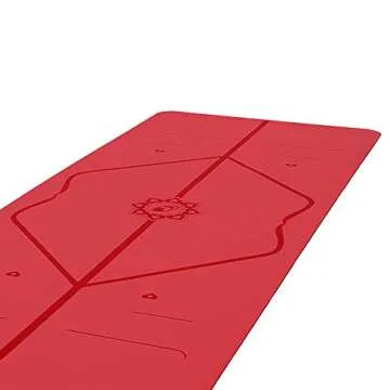 LIFORME Love Travel Yoga Mat- Free Yoga Bag, Patented Alignment System, Warrior-Like Grip, Non-Slip, Eco-Friendly, Ultra-Lightweight, Sweat Resistant, Long, Wide and Thick (Red)