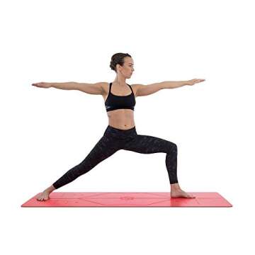 LIFORME Love Travel Yoga Mat- Free Yoga Bag, Patented Alignment System, Warrior-Like Grip, Non-Slip, Eco-Friendly, Ultra-Lightweight, Sweat Resistant, Long, Wide and Thick (Red)