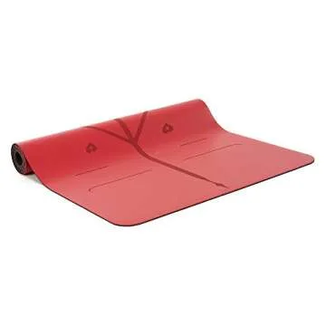 LIFORME Love Travel Yoga Mat- Free Yoga Bag, Patented Alignment System, Warrior-Like Grip, Non-Slip, Eco-Friendly, Ultra-Lightweight, Sweat Resistant, Long, Wide and Thick (Red)