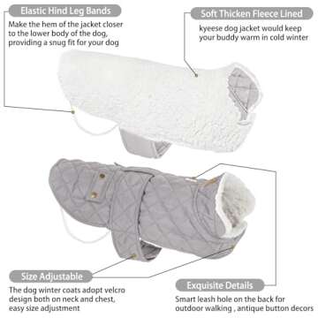 KYEESE Dog Coats Warm Dog Jacket Winter Cozy Windproof Padded Sherpa Dog Outfits for Small Dogs with Furry Collar Dog Clothes, Beige,M