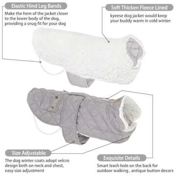 KYEESE Dog Coats Warm Dog Jacket Winter Cozy Windproof Padded Sherpa Dog Outfits for Small Dogs with Furry Collar Dog Clothes, Beige,M